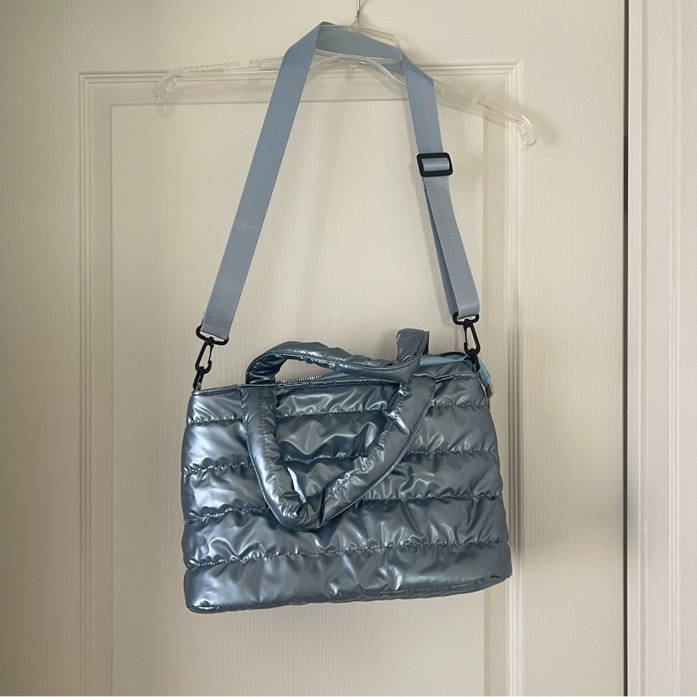 Cute puffy crossbody bag light blue